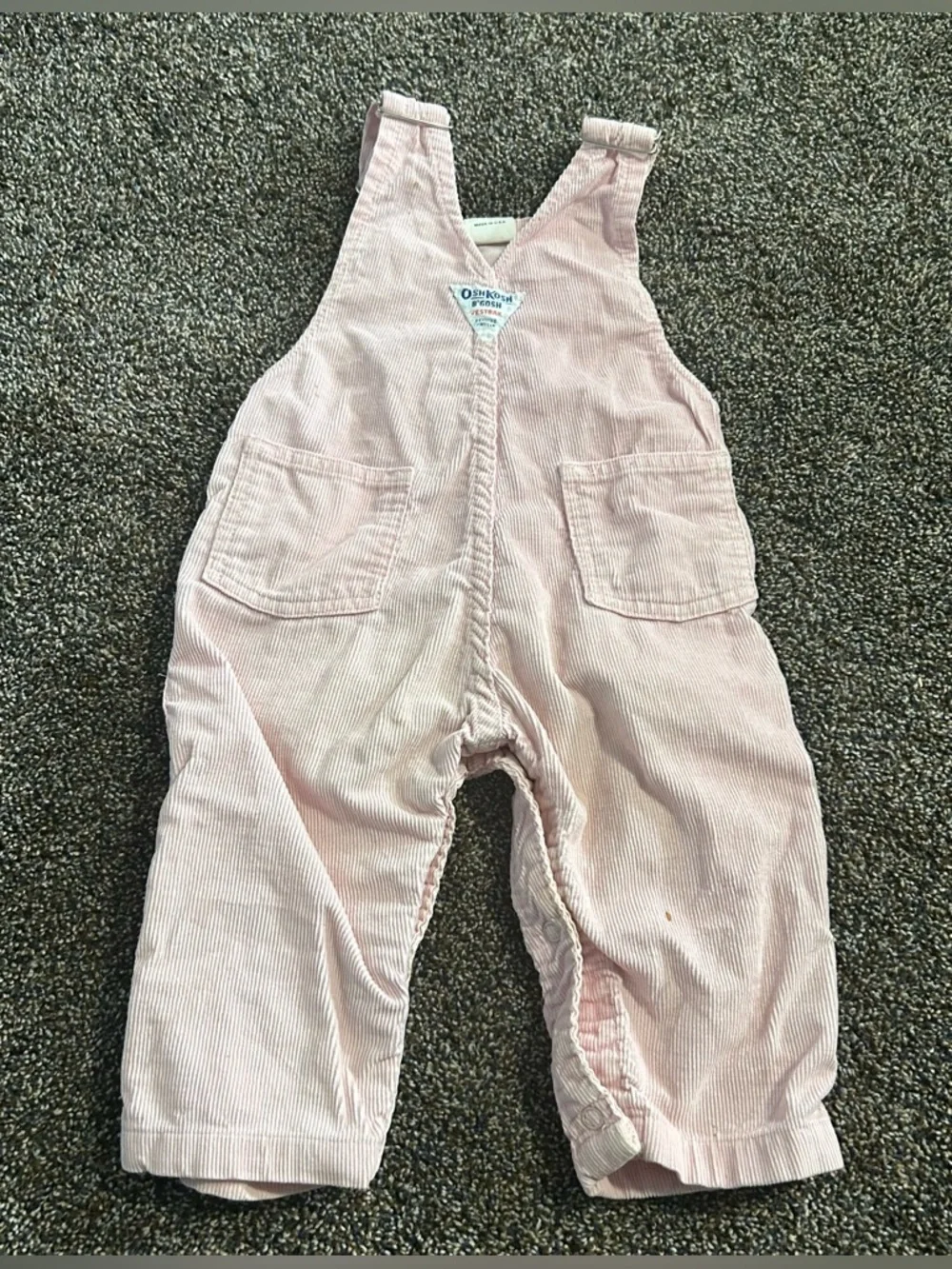 Vintage 80s 90s OshKosh B'Gosh 24 month pink toddler corduroy vestbak overalls